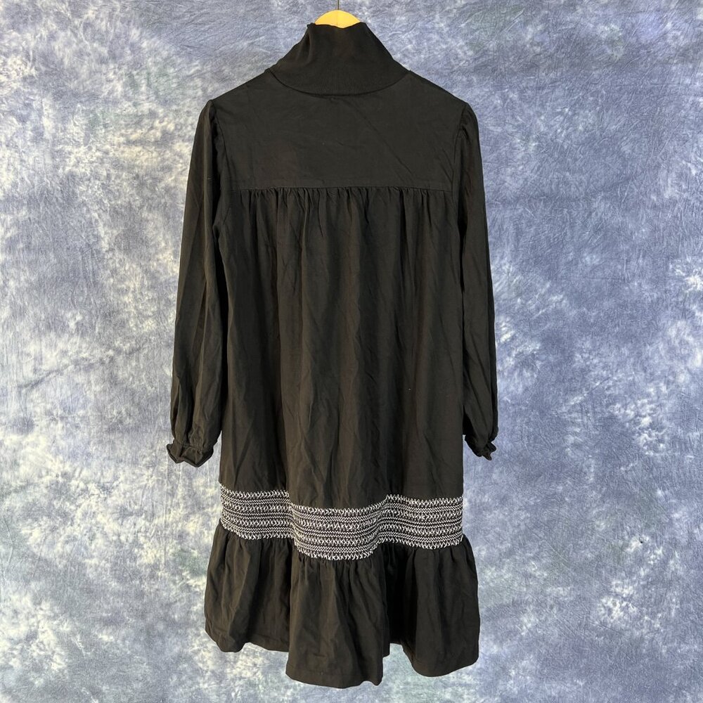 Batsheva Black Long Sleeve  Embroidered Dress - Picture 2 of 4